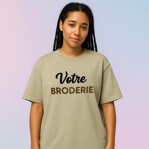 T-shirt brodé oversize délavé Eucalyptus