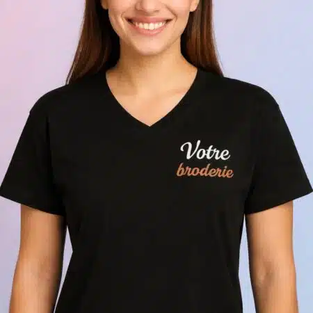T-shirt brodé personnalisé col v