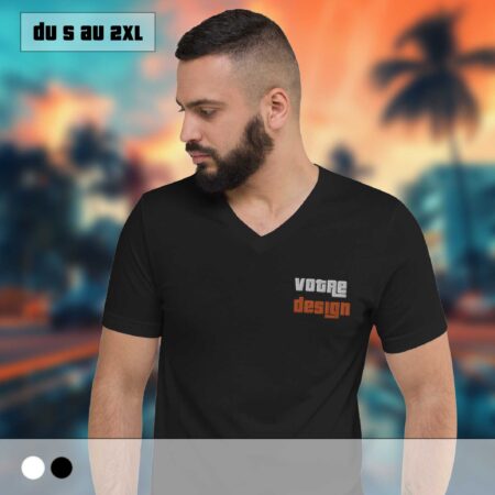 t shirt brode personnalise col v homme 1