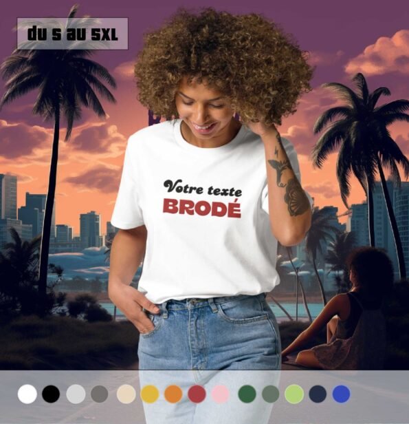 t shirt personnalise brode broderie large texte