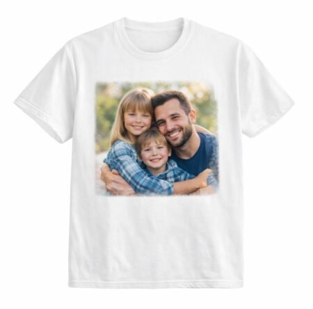 t-shirt personnalisé blanc avec photo de famille