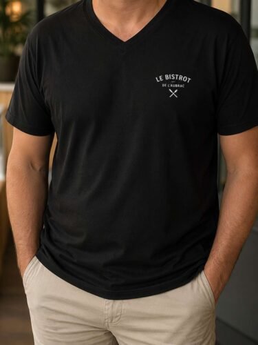 tee s hirt personnalisé noir col v