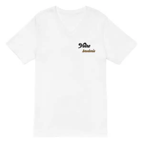 tee shirt brode personnalise col v blanc