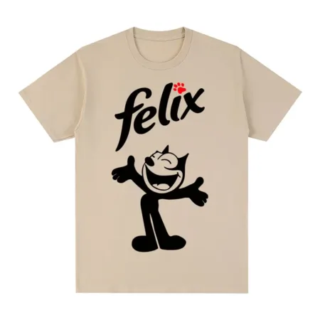 kf S47727e0ad019433f8eec2baa7a7df3435 T shirt en coton vintage pour hommes et femmes chat Felix animaux de compagnie dessins anim