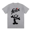 kf S47727e0ad019433f8eec2baa7a7df3435 T shirt en coton vintage pour hommes et femmes chat Felix animaux de compagnie dessins anim