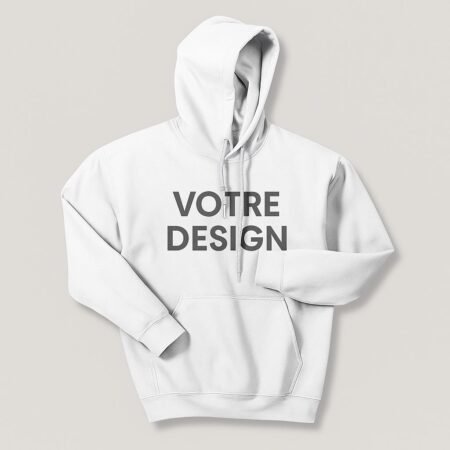 sweat personnalisé à capuche blanc gildan 18500