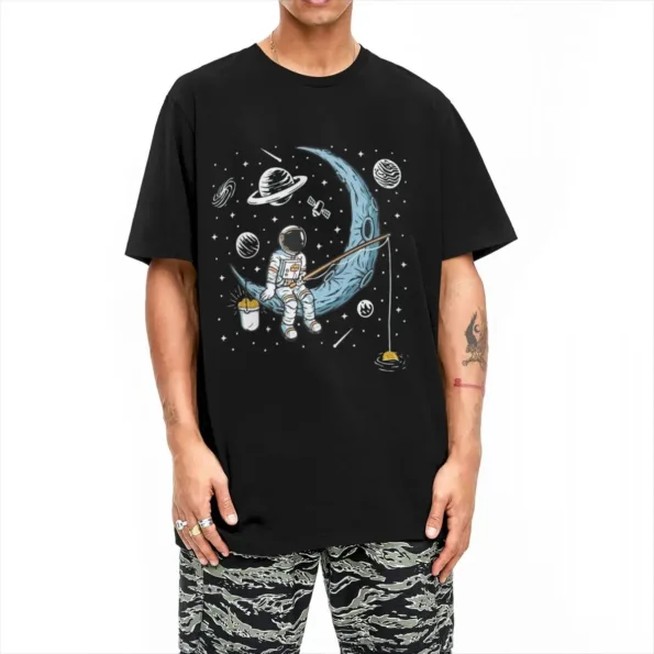 kf S70cde5daa7d1460c8d13a4032c9934b5e AstronsomFishing T shirt en coton manches courtes conomie d contract s conomie grande taille Crypto Moon