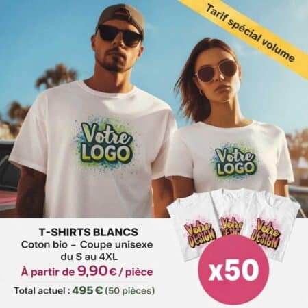 t-shirt personnalisé pas cher lot coton blanc