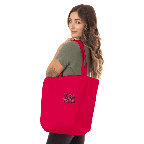 Sac brodé personnalisé fourre-tout bio à longues anses