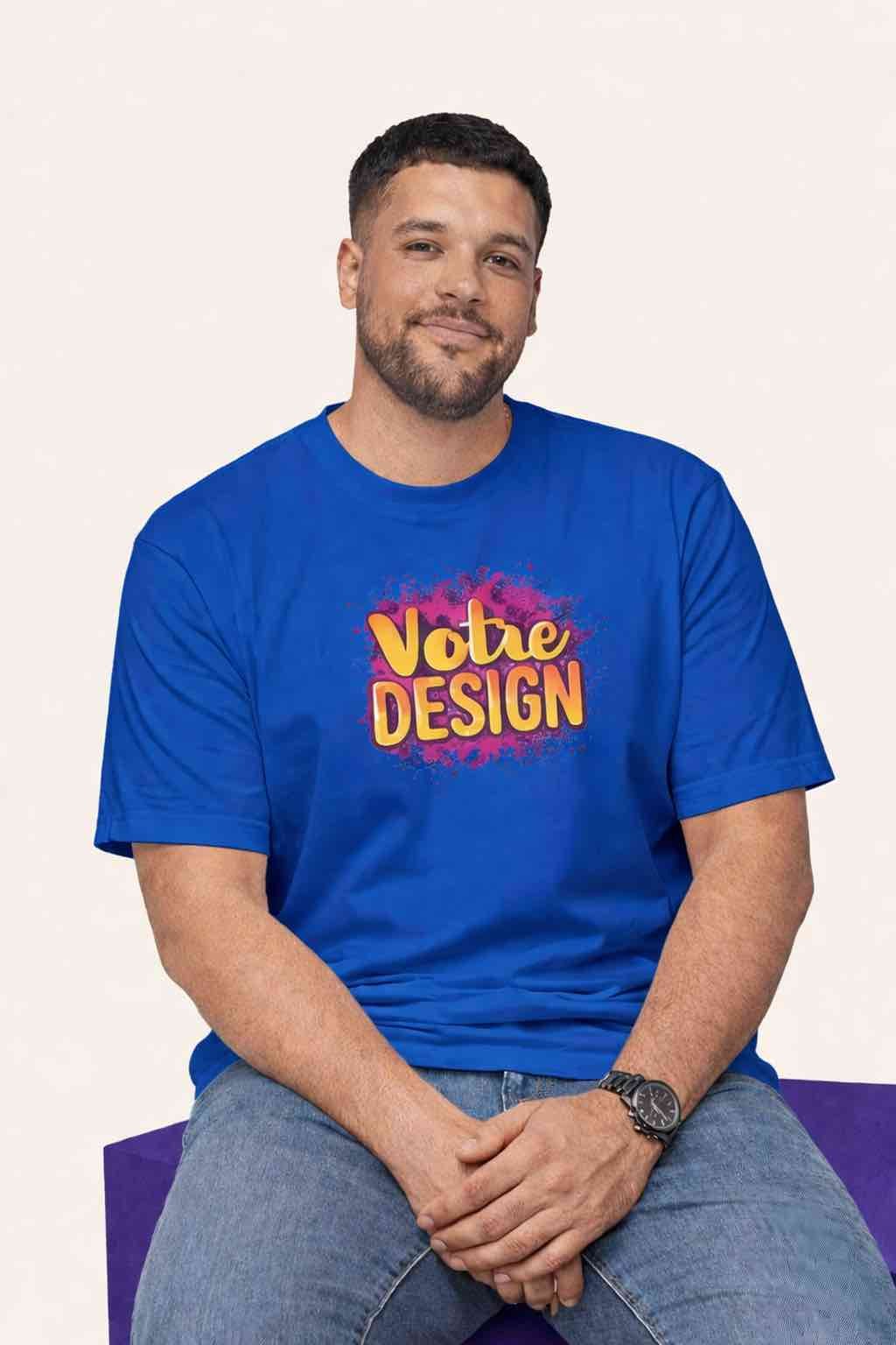 T-shirt personnalisé grande taille bleu T-shirt personnalisé grande taille bleu