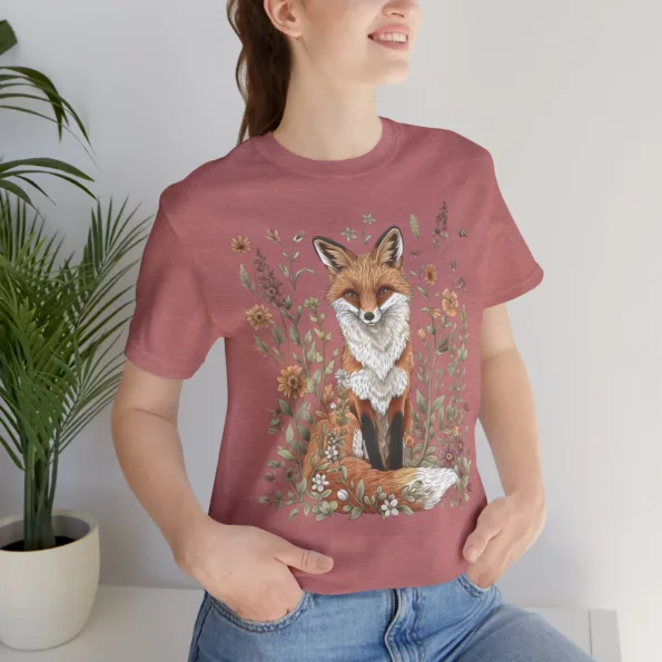 T-shirt renard fleuri style cottagecore