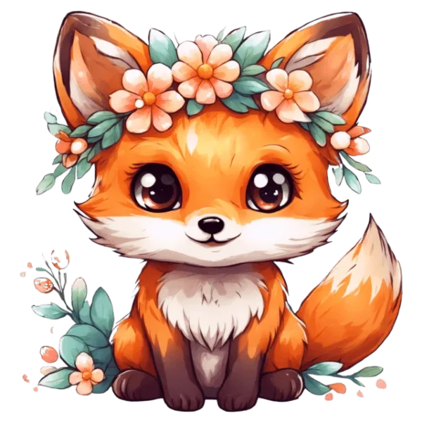 Transfert textile Renard Kawaii