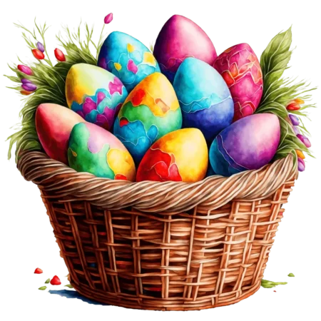 transfert Panier d'œufs de Pâques colorés