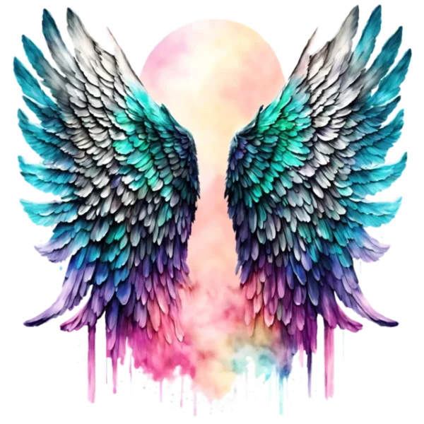 transfert textile ailes d'ange aquarelle