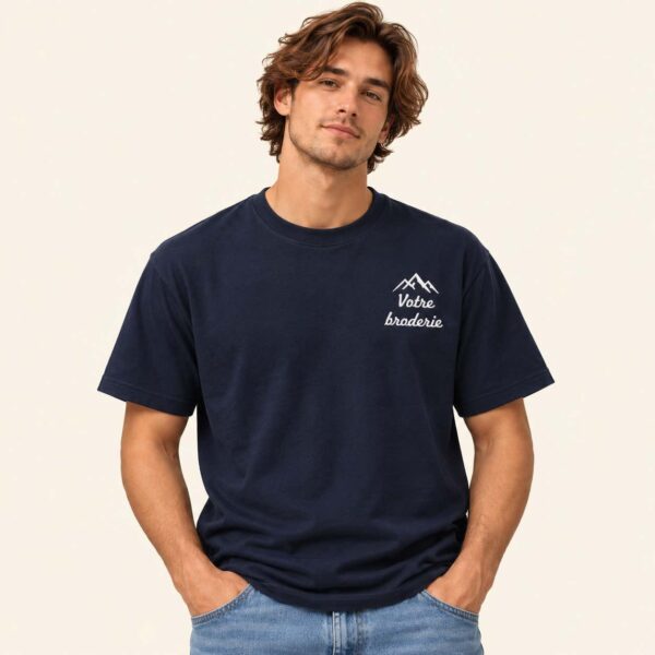 T-shirt brodé personnalisé Homme – Broderie coeur et manches