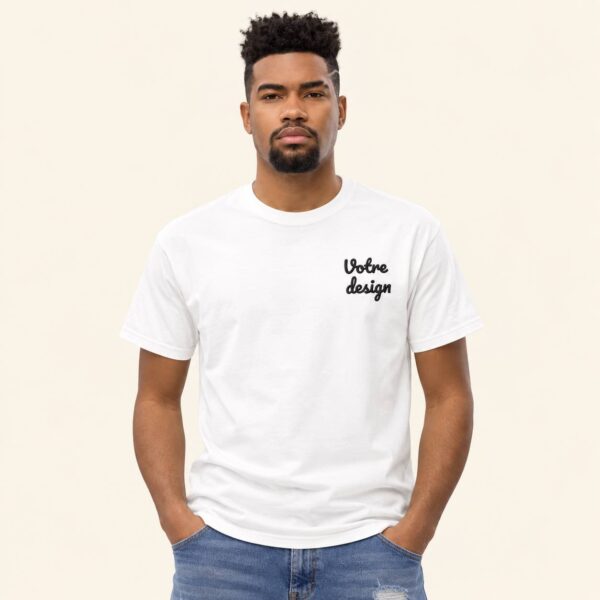 T-shirt personnalisé brodé Coton épais Blanc