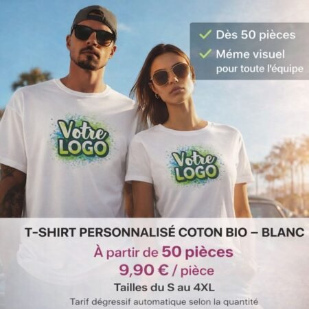 t-shirt personnalisé pas cher blanc coton