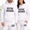 Ensemble jogging personnalisé unisexe blanc