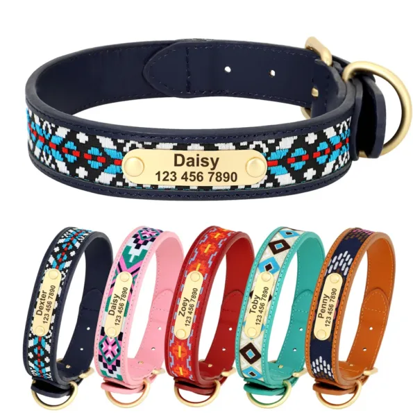 Collier chien personnalisé en cuir avec gravure