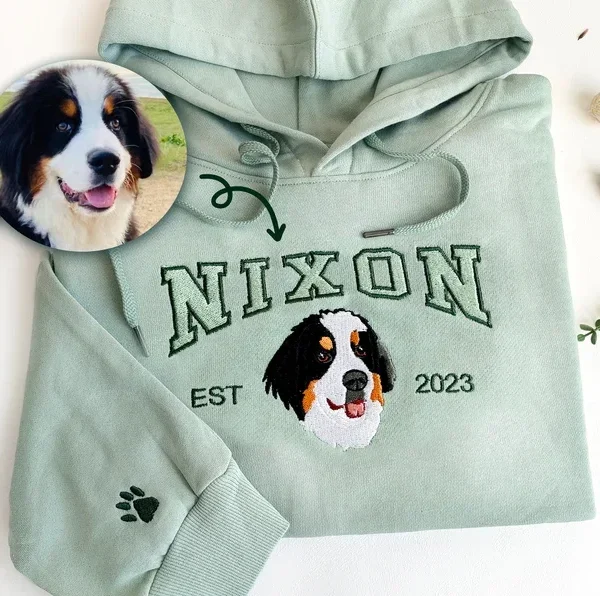 Sweat personnalisé brodé chien coton épais 300g