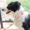 Ensemble collier et laisse pour chien personnalisé à fleurs