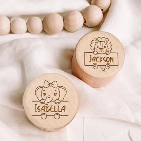 Boîte à dent de lait personnalisée en bois – Prénom gravé