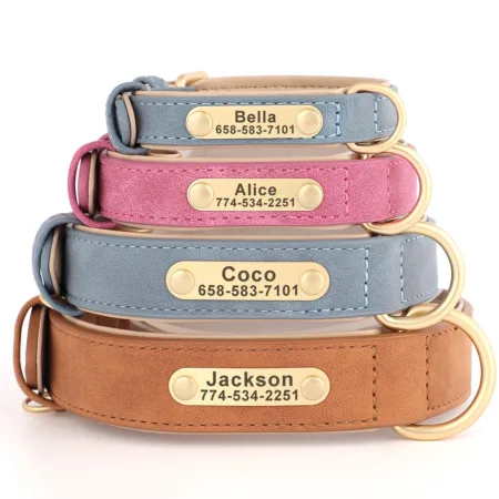 Collier de chien personnalisé en cuir PU gravé personnalisé