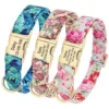 Ensemble collier et laisse pour chien personnalisé à fleurs
