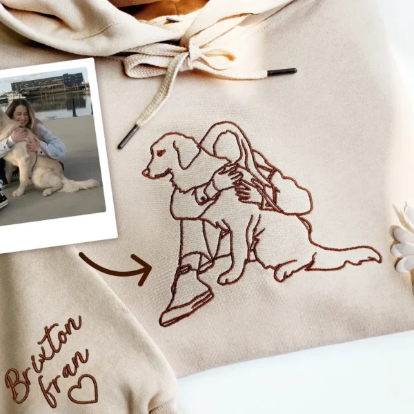 Sweat à capuche brodé personnalisé photo animal de compagnie