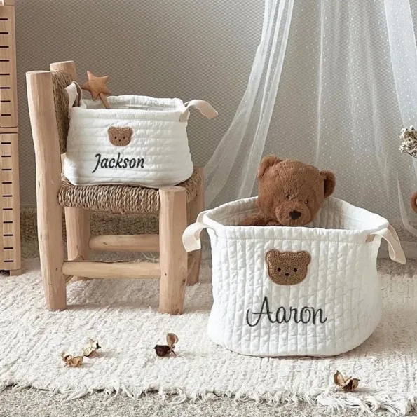 Panier de rangement bébé personnalisé brodé