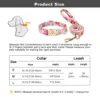 Ensemble collier et laisse pour chien personnalisé à fleurs