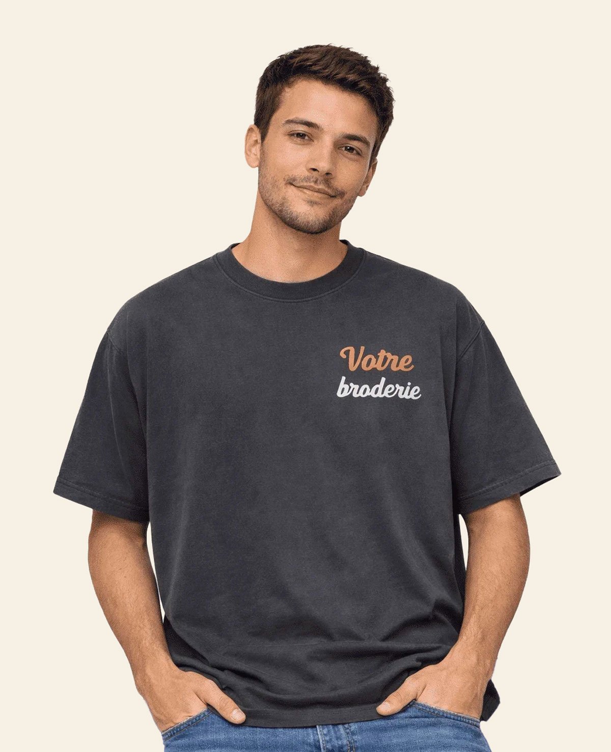 T-shirt-brodé-oversize-délavé T-shirt-brodé-oversize-délavé