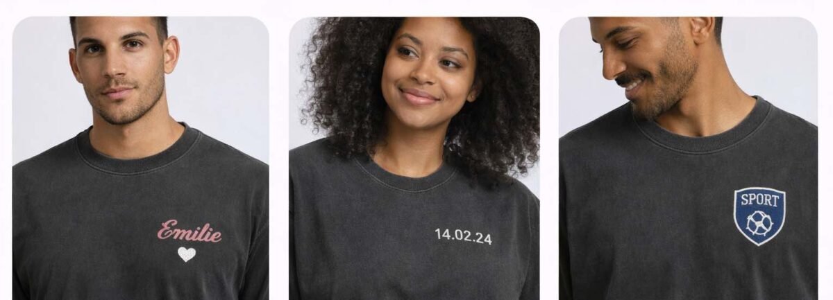 t shirt brodé personnalisé oversize noir