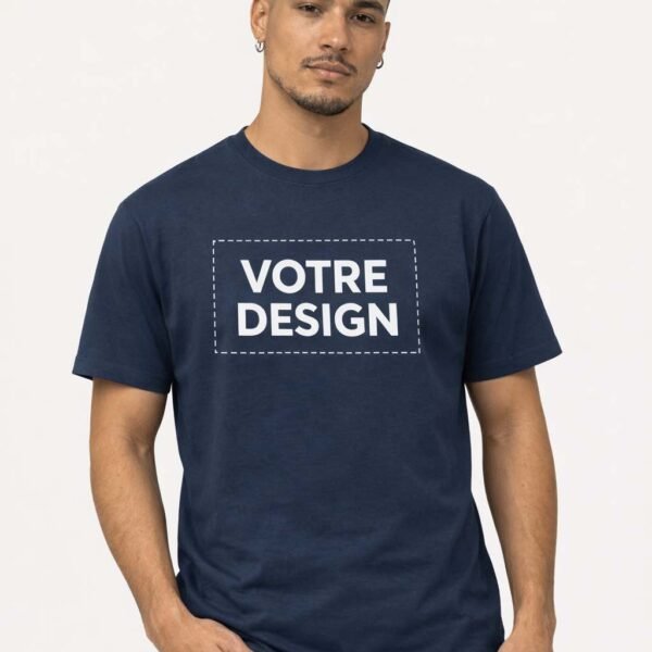 T-shirt personnalisé livraison rapide unisexe bleu marine
