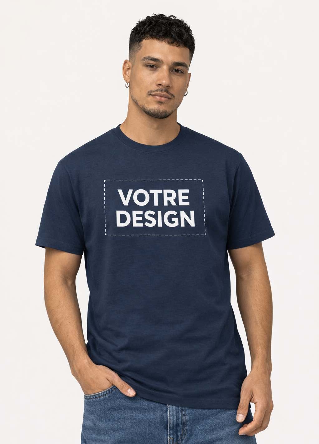 T-shirt personnalisé livraison rapide unisexe bleu marine T-shirt personnalisé livraison rapide unisexe bleu marine