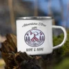 Tasse en émail avec nom personnalisé pour camping-car | Idée cadeau