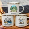 Tasse en émail avec nom personnalisé pour camping-car 1 Tasse en émail avec nom personnalisé pour camping-car | Idée cadeau