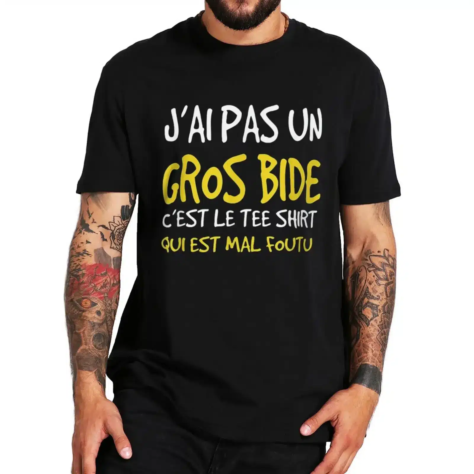 T-shirt j'ai pas un gros bide | Coton unisexe humoristique T-shirt j'ai pas un gros bide