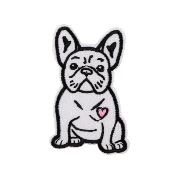 Patch brodé bouledogue français thermocollant