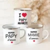 Tasse Papy ou Mamie en émail – cadeau tendre et durable