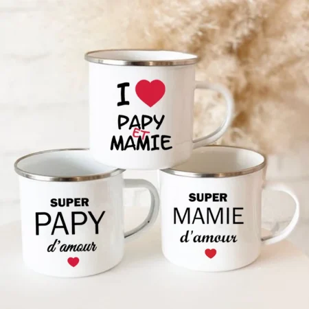 Tasse Papy ou Mamie en émail