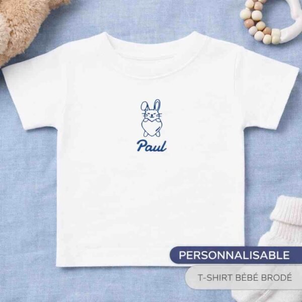 T-shirt bébé personnalisé broderie lapin