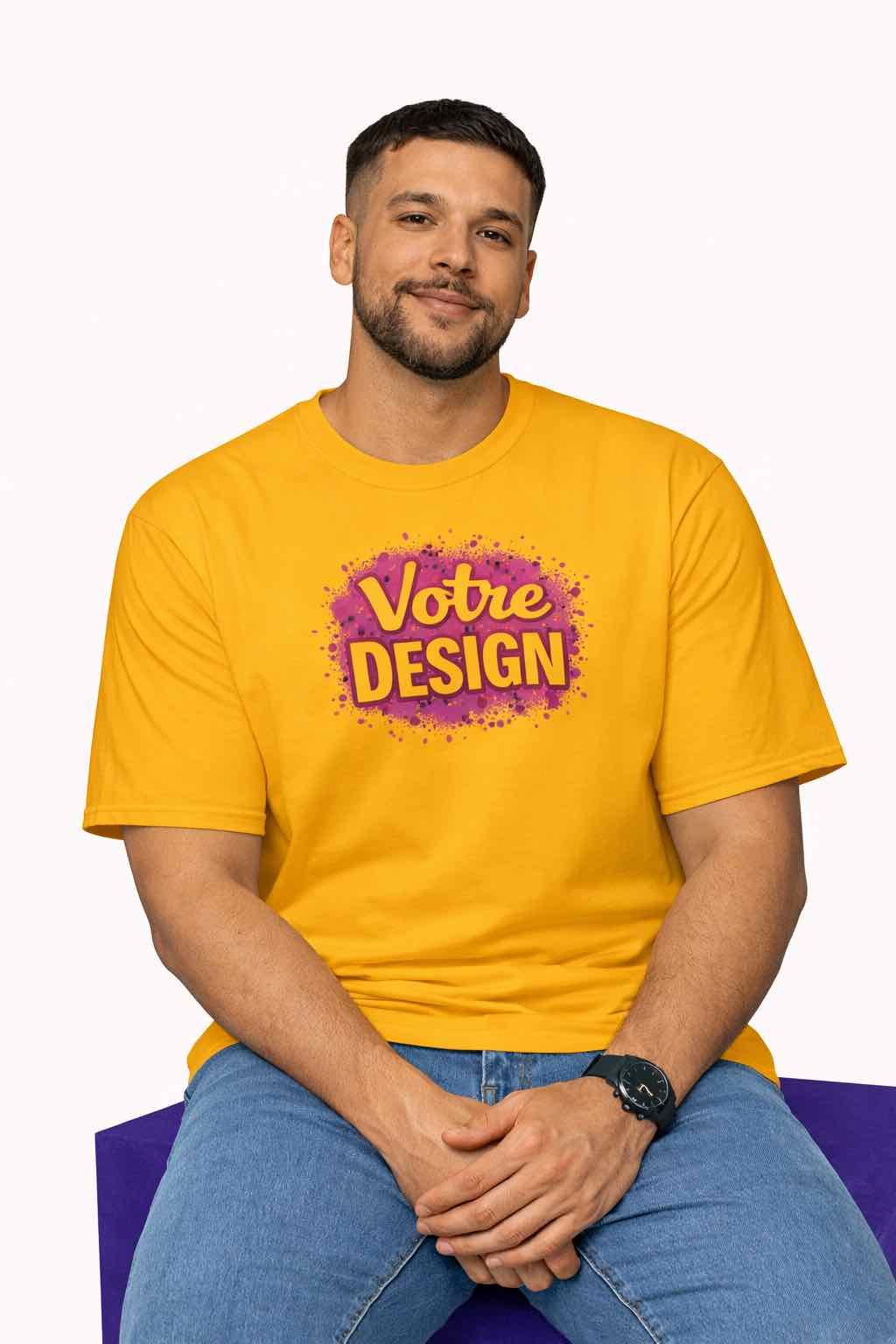 T-shirt personnalisé grande taille jaune T-shirt personnalisé grande taille jaune