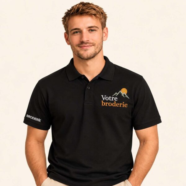 Polo brodé personnalisé unisexe noir