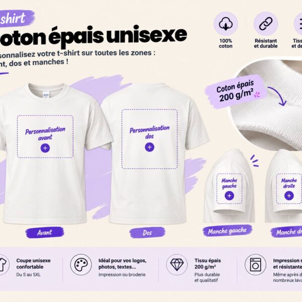 t-shirt coton épais unisexe
