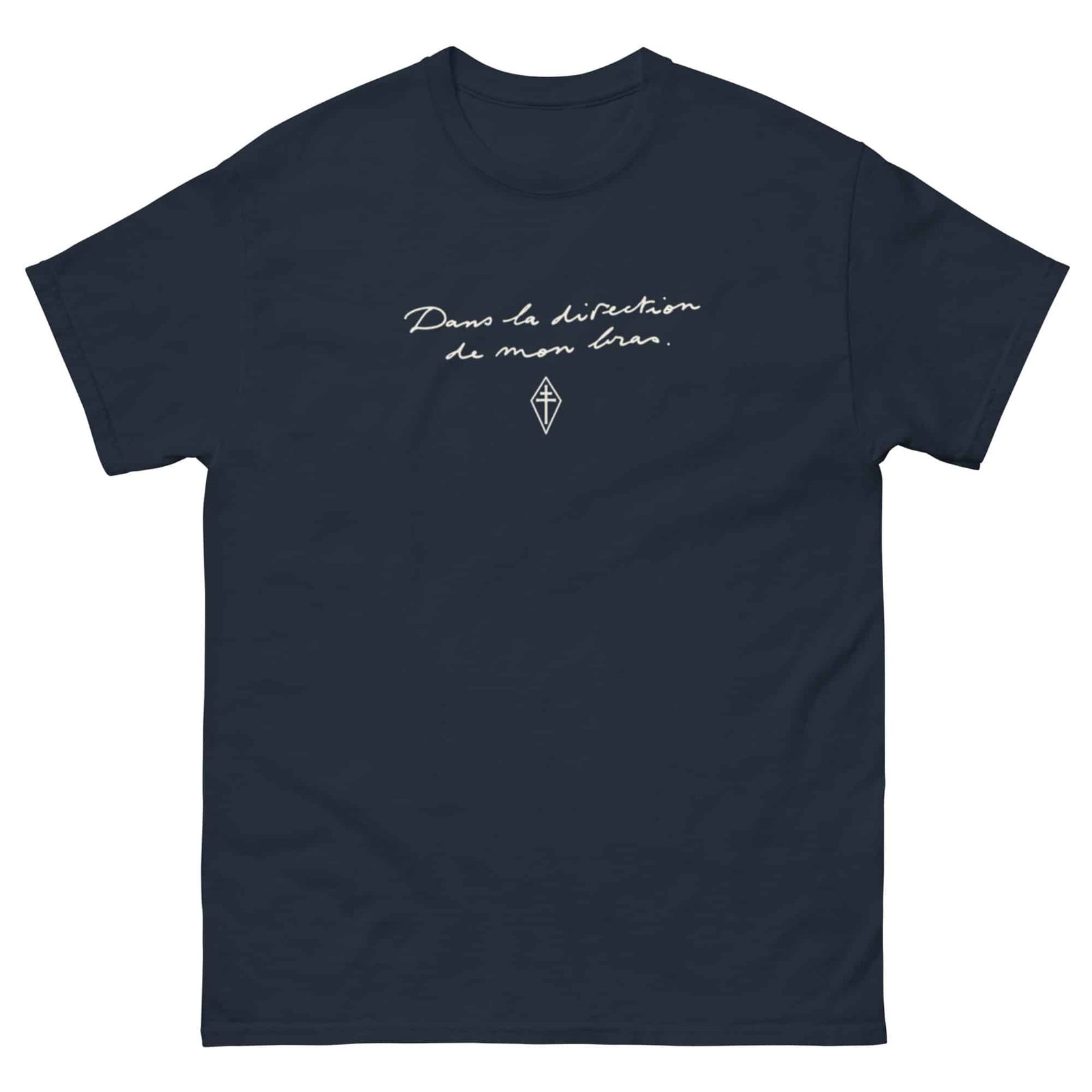 unisex-classic-tee-navy-front-6a4f8b3dea61e.jpg T-shirt Croix de Lorraine