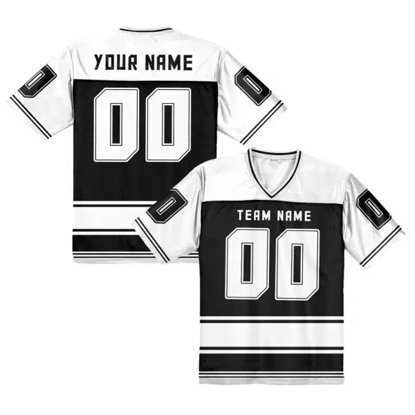 Maillot de Football Américain Personnalisable – Noir & Blanc