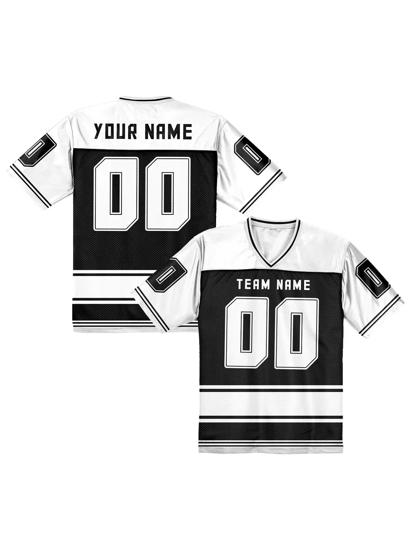 Maillot de Football Américain Personnalisable – Noir & Blanc