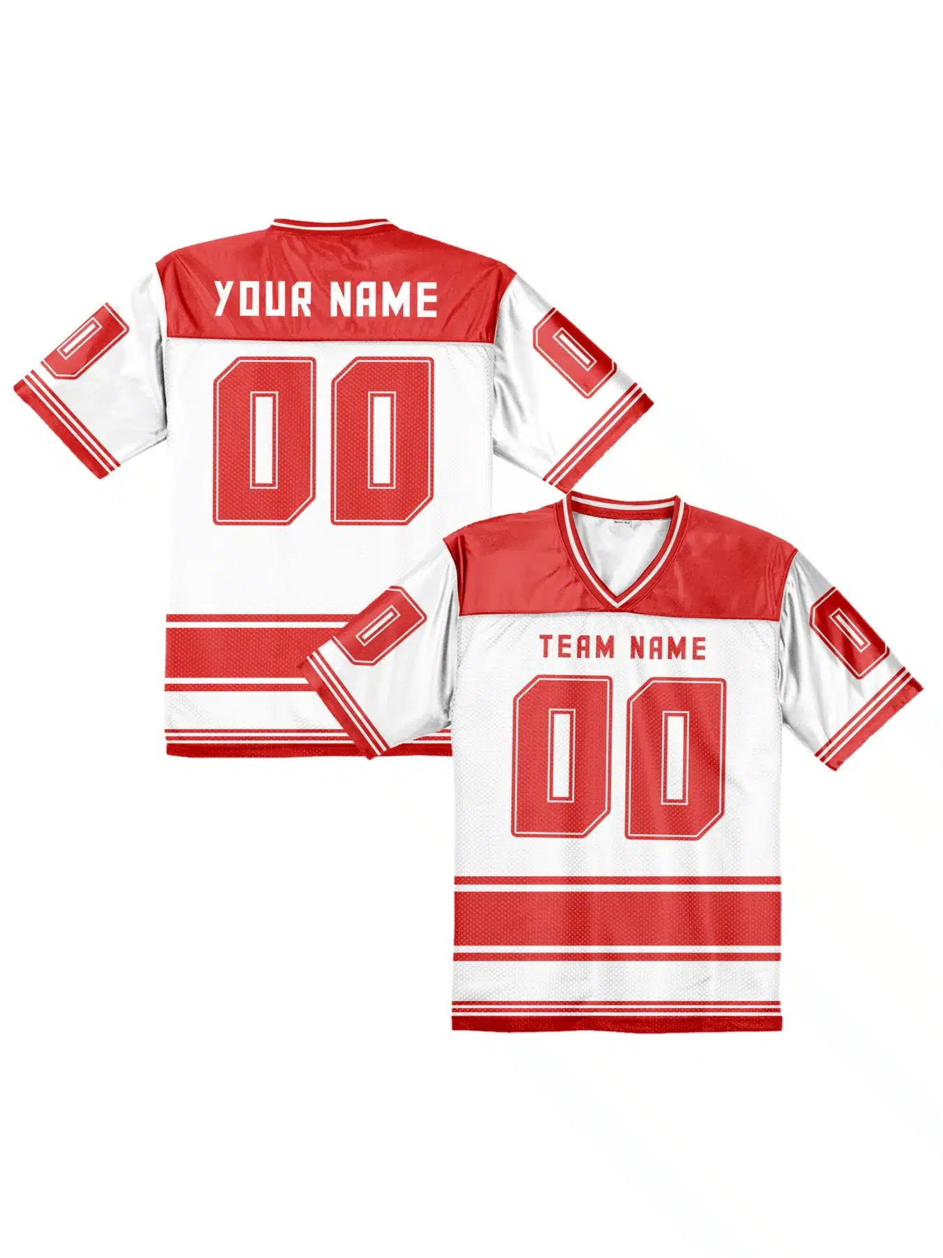Maillot de Football Américain Personnalisable – Blanc & Rouge