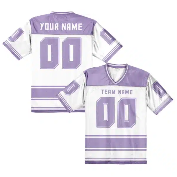 Maillot de Football Américain Personnalisable – Blanc & Lilas